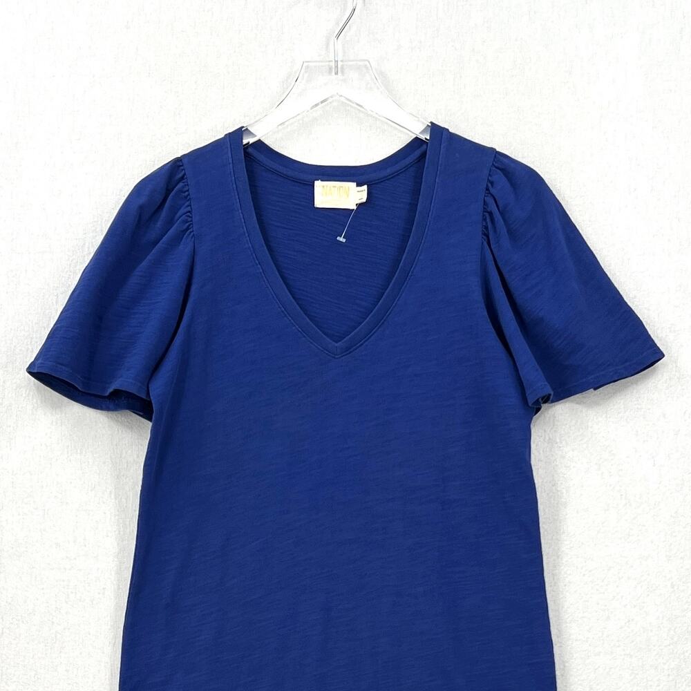 NATION LTD Mallory Dress Womens Blue Small Blue V-neck Short Sleeve T-shirt NEW - Picture 5 of 16